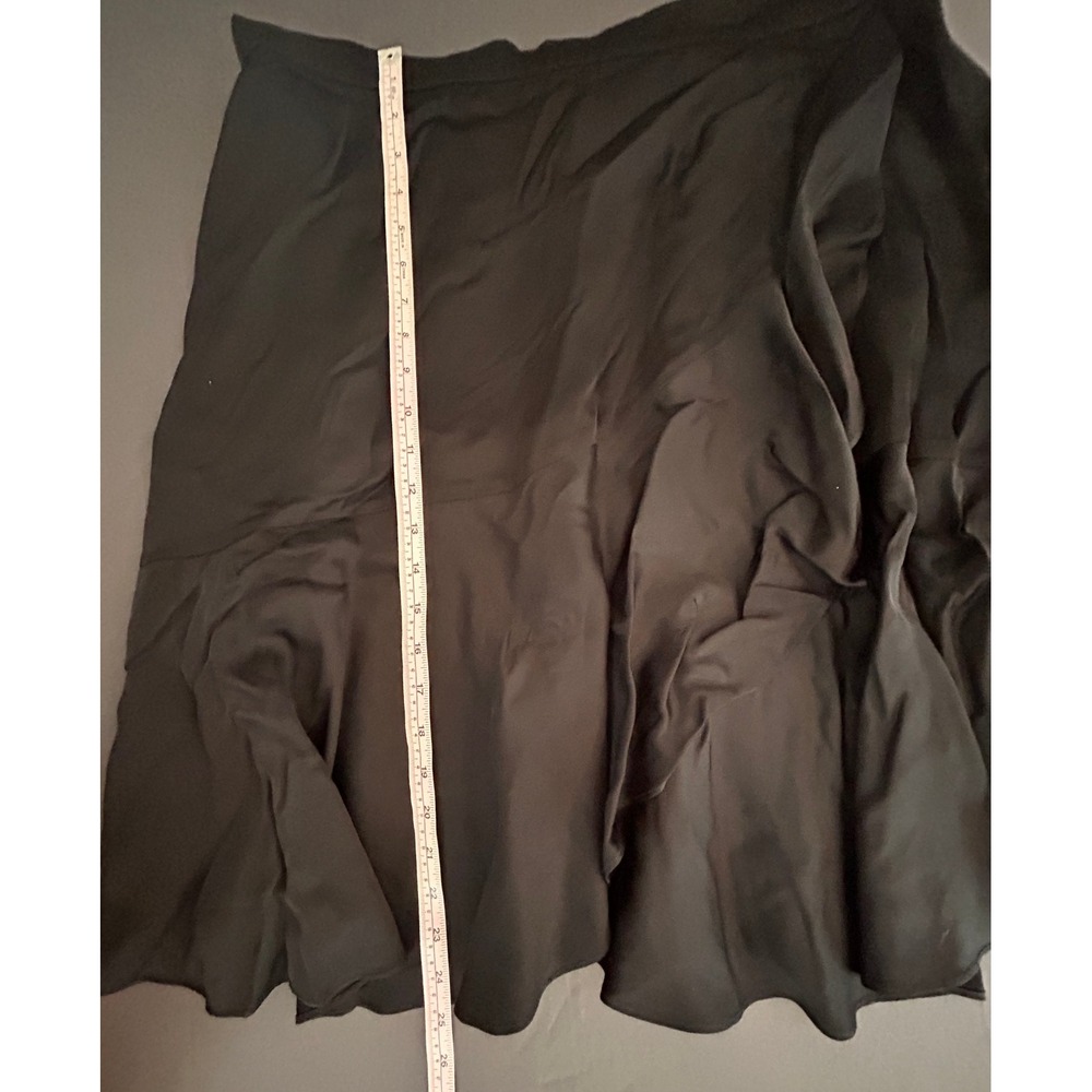 NWT Chloe Kristyn Black Ruffle Midi Skirt Satin Wrap Style Plus Size 1X New - Picture 6 of 6